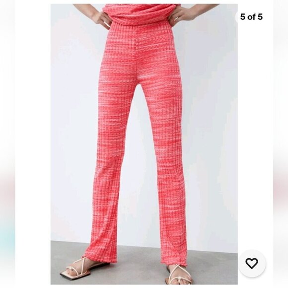 ZARA | Rib Texture Pink Pull On Pants Size Small - Picture 1 of 5